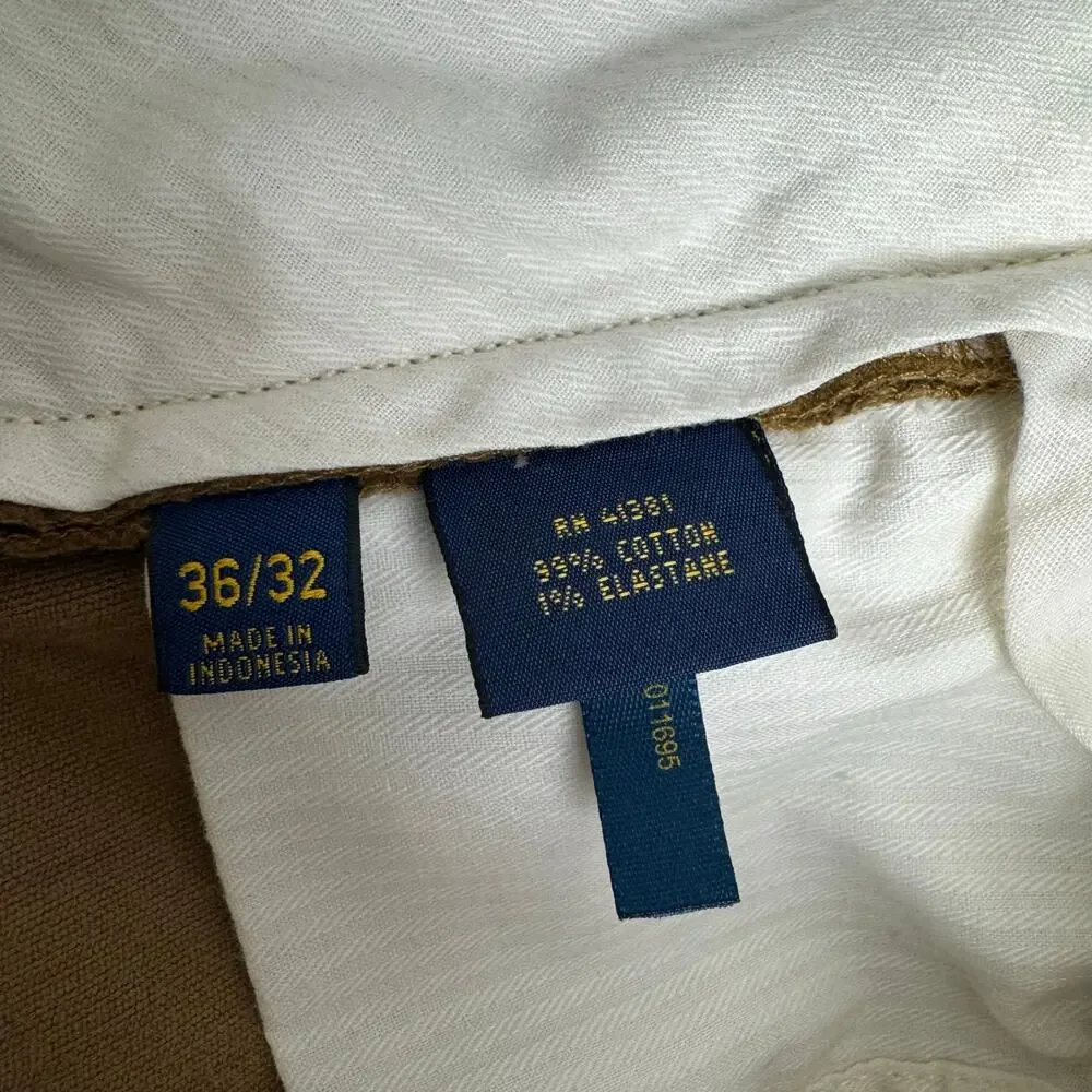 Polo Ralph Lauren Stretch Classic Fit Tan Corduroy‎ Pants Mens 36x32